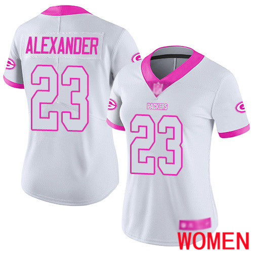 Green Bay Packers Limited White Pink Women #23 Alexander Jaire Jersey Nike NFL Rush Fashion->green bay packers->NFL Jersey